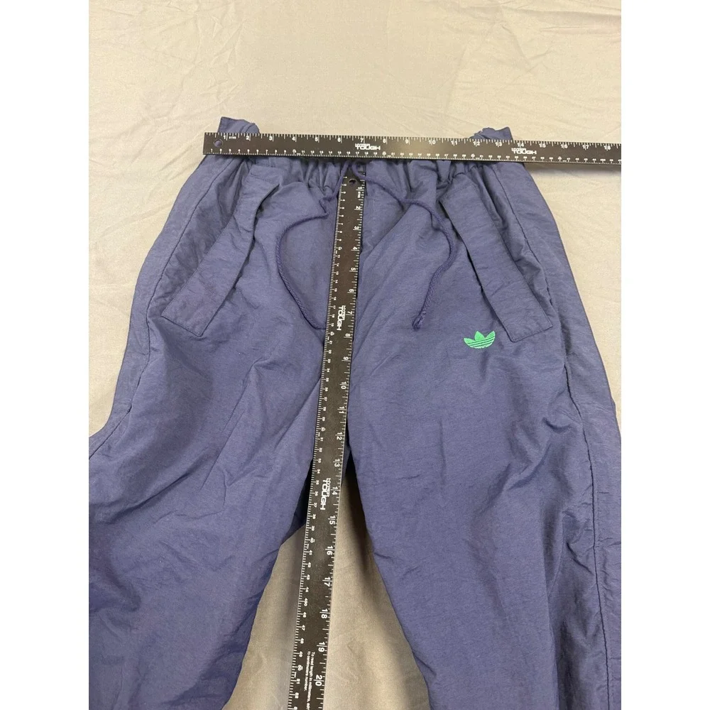 Adidas Mens Vintage Windbreaker Track Pants Navy Blue Full Side‎ Zip Trefoil L